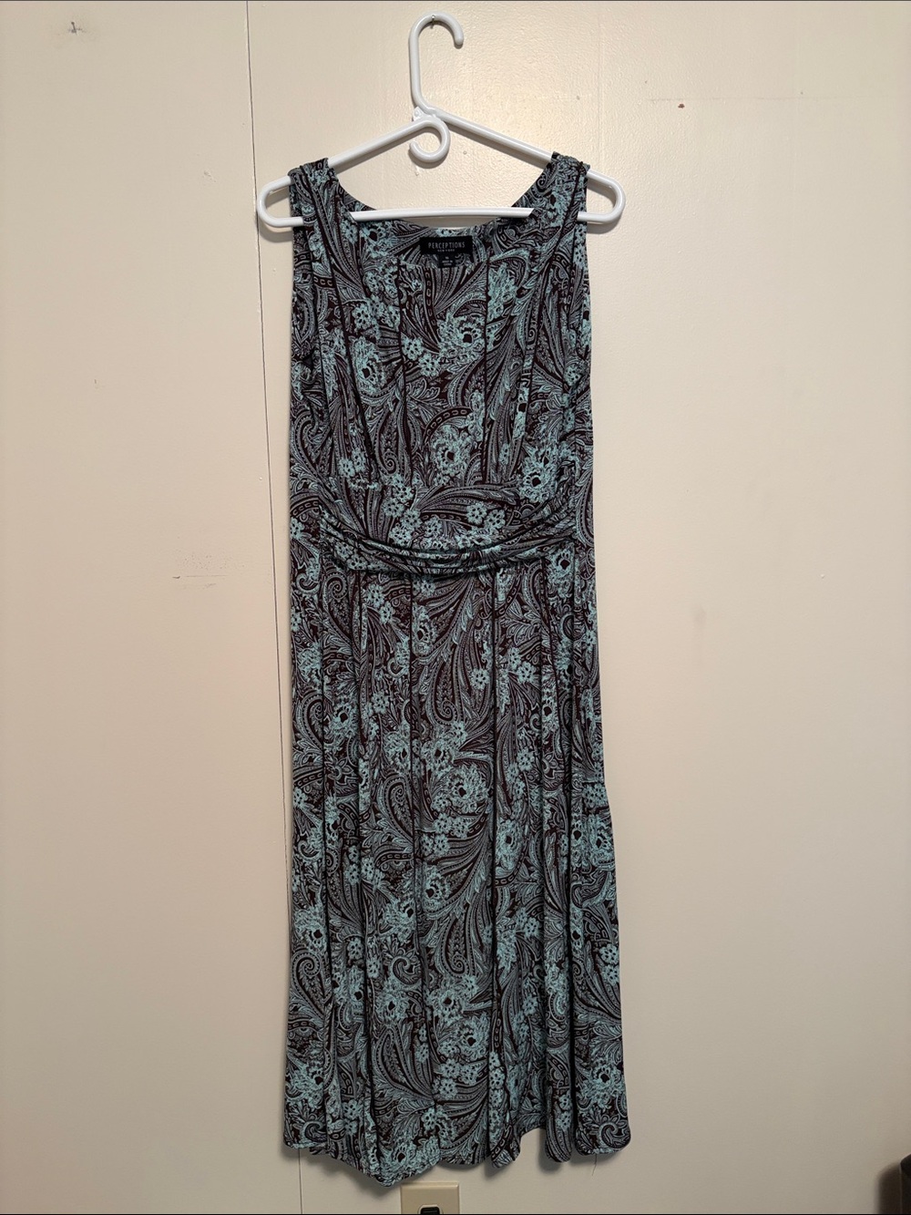Perceptions New York Mint Paisley Sleeveless Maxi Dress